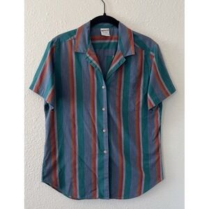 Vintage Jantzen Mens Button Up Shirt Short Sleeve Size 12 Striped 70s/80s Retro
